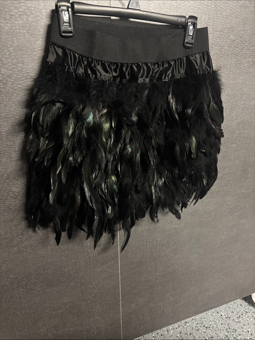 Black Feather Mini Skirt - Halloween Party Wear. S-M